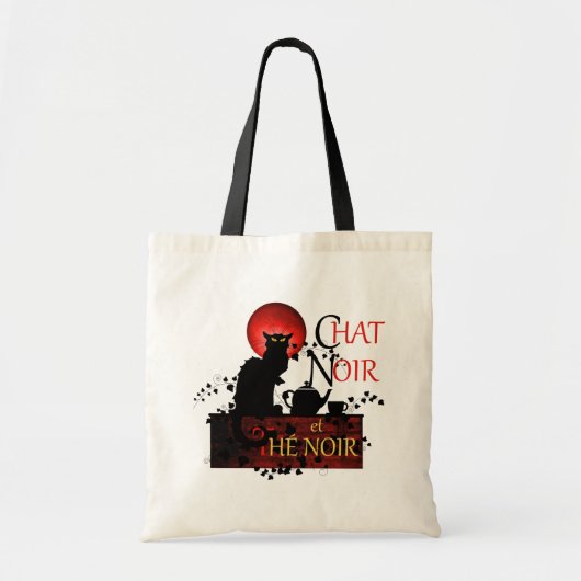 Chat Noir et Thé Noir, Black Cat Black Tea Tote Bag (Voorkant)