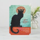 Chat Noir  Franse Cat Blue Wedding Kaart (Staand voorkant)