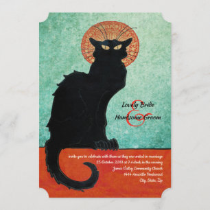 Chat Noir  Franse cat Blue Wedding Kaart