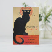 Chat Noir  Franse Cat RSVP Kaart (Staand voorkant)