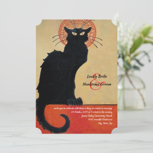 Chat Noir  Franse uitnodiging tot weddenschap (Staand voorkant)