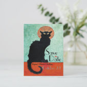 Chat Noir  French Cat Blue Save the Date Briefkaart (Staand voorkant)