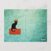 Chat Noir  French Cat Blue Save the Date Briefkaart (Achterkant)