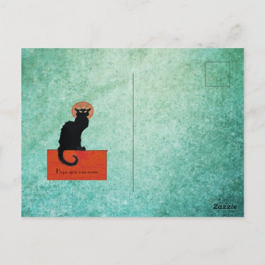 Chat Noir French Cat Blue Save the Date Briefkaart (Achterkant)