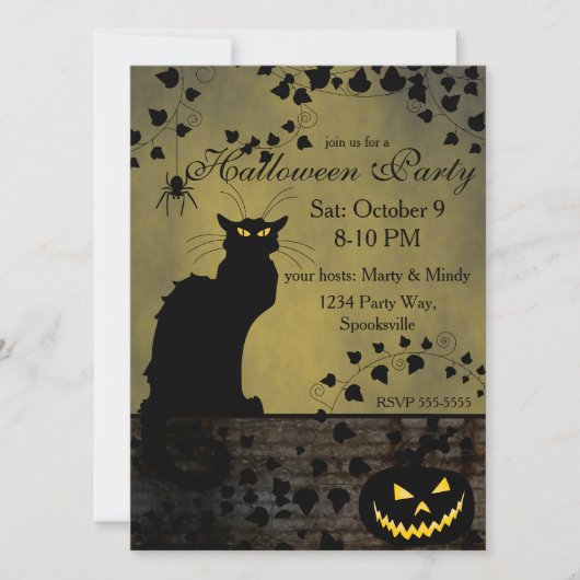 Chat Noir Halloween Kaart (Voorkant)