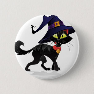 Chat noir Halloween Ronde Button 5,7 Cm