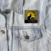 Chat Noir Halloween Vierkante Button 5,1 Cm (In situ)