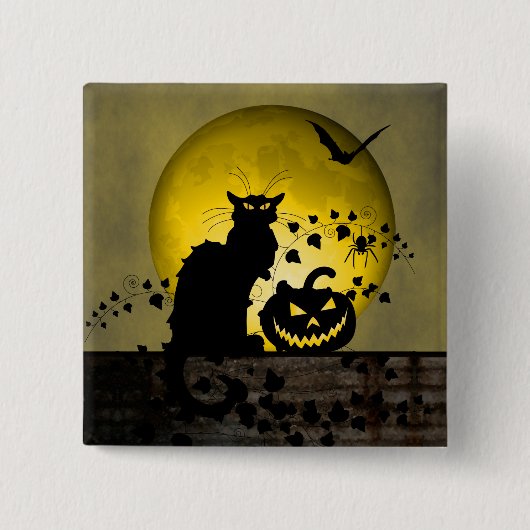 Chat Noir Halloween Vierkante Button 5,1 Cm (Voorkant)