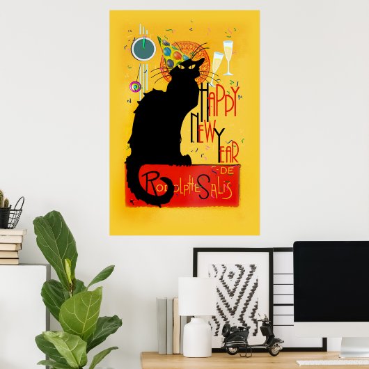 Chat Noir Happy Nieuwjaar Poster (Thuiskantoor)
