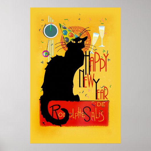Chat Noir Happy Nieuwjaar Poster (Voorkant)