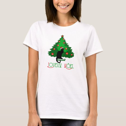 Chat Noir Joyeux Noel T-shirt (Voorkant)