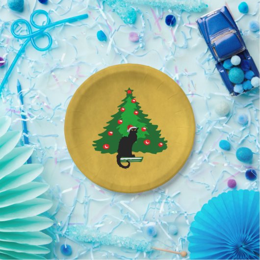 Chat Noir Kerstmis Papieren Bordje (Feest)