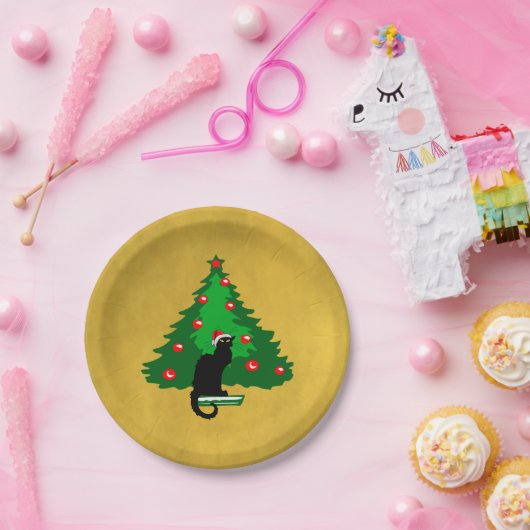 Chat Noir Kerstmis Papieren Bordje (Feest)