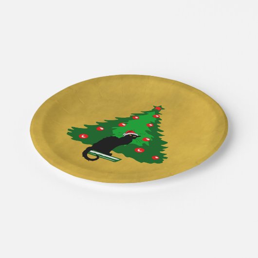 Chat Noir Kerstmis Papieren Bordje (Gekanteld)