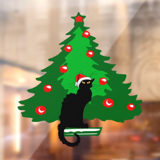 Chat Noir Kerstmis Raamsticker (Vel 2)
