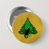Chat Noir Kerstmis Ronde Button 7,6 Cm (Voorkant /achterkant)