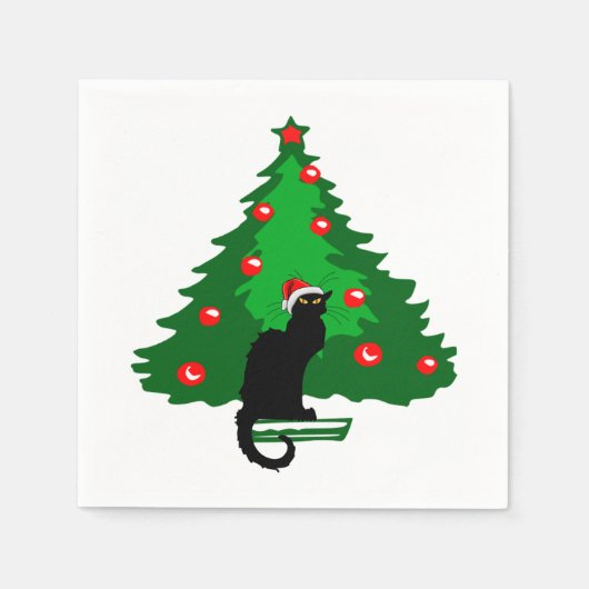 Chat Noir Kerstmis Servet (Voorkant)