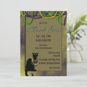 Chat Noir Mardi Gras Kaart (Staand voorkant)