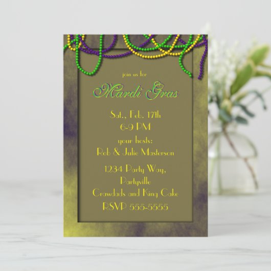 Chat Noir Mardi Gras Kaart (Staand voorkant)