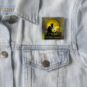 Chat Noir Mardi Gras Vierkante Button 5,1 Cm (In situ)