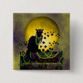 Chat Noir Mardi Gras Vierkante Button 5,1 Cm (Voorkant)