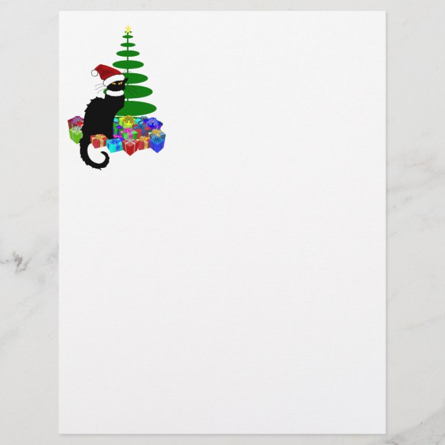 Chat Noir met kerstboom en cadeautjes (Voorkant)