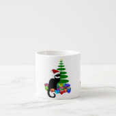 Chat Noir met kerstboom en cadeautjes Espresso Kop (Voorkant)