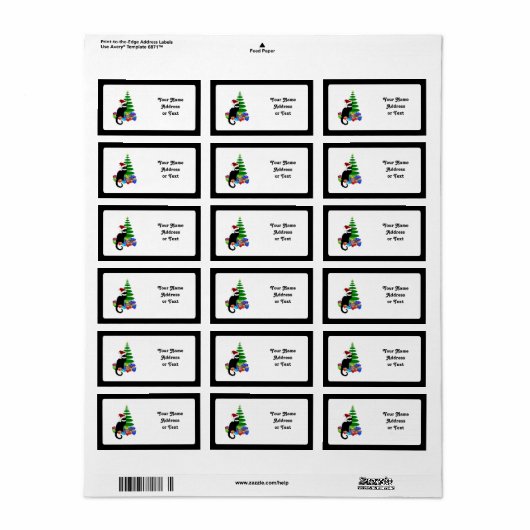 Chat Noir met kerstboom en cadeautjes Etiket (Full Sheet)
