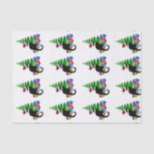 Chat Noir met kerstboom en cadeautjes Tissuepapier (Voorkant)