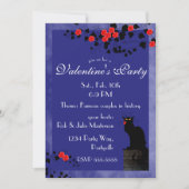 Chat Noir met Red Roses Valentijnsdag Kaart (Voorkant)