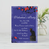 Chat Noir met Red Roses Valentijnsdag Kaart (Staand voorkant)