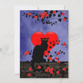 Chat Noir met Red Roses Valentijnsdag Kaart (Achterkant)