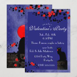 Chat Noir met Red Roses Valentijnsdag Kaart