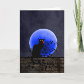 Chat Noir met Single Red Rose Feestdagen Kaart (Voorkant)