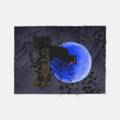 Chat Noir met Single Red Rose Fleece Deken (Voorkant (Horizontaal))