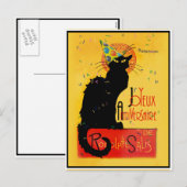 Chat Noir Nieuwjaar Feestdagenkaart (Voorkant / Achterkant)