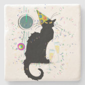 Chat Noir Nieuwjaar Stenen Onderzetter (Voorkant)