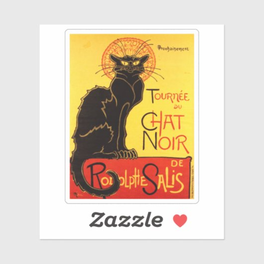 Chat Noir Retro Belle Epoque Cat Sticker (Vel)