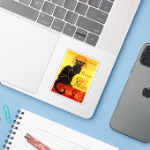 Chat Noir Retro Belle Epoque Cat Sticker (Laptop met iPhone)