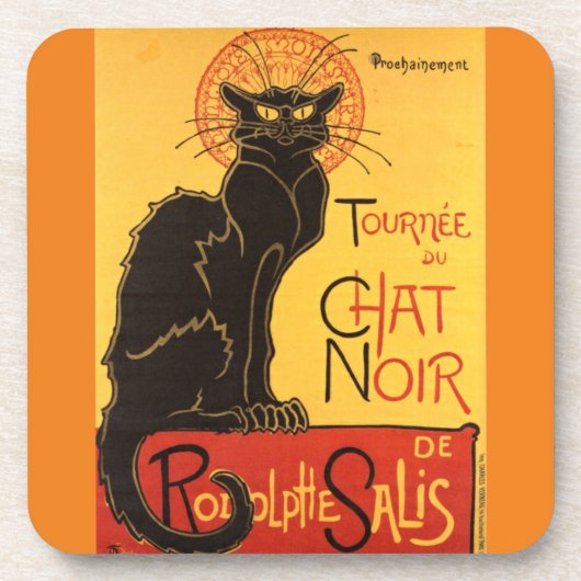 Chat Noir Steinlen Belle Epoque  Art Bier Onderzetter (Voorkant)