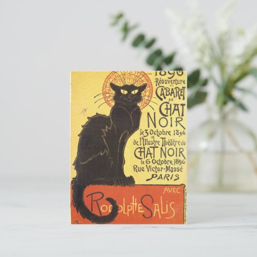 Chat Noir Steinlen Belle Epoque  Art Briefkaart (Staand voorkant)