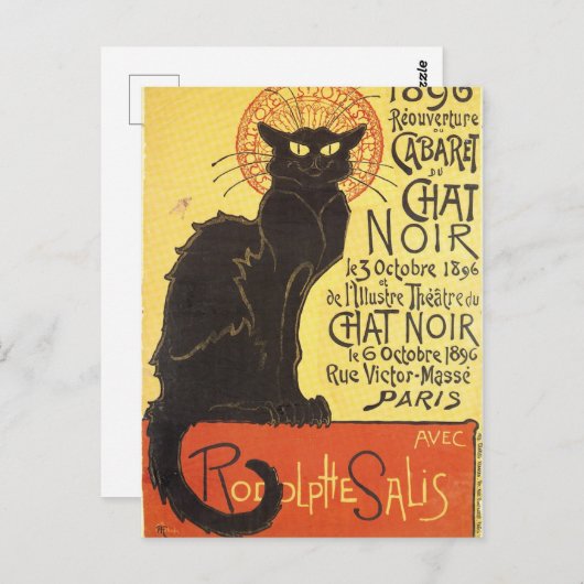 Chat Noir Steinlen Belle Epoque Art Briefkaart (Voorkant / Achterkant)