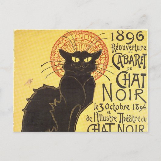 Chat Noir Steinlen Belle Epoque  Art Briefkaart (Voorkant)