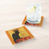 Chat Noir Steinlen Belle Epoque  Art Glazen Onderzetter (Schuin)