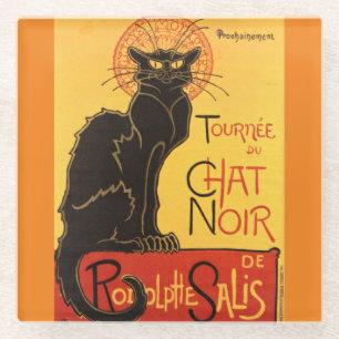 Chat Noir Steinlen Belle Epoque  Art Glazen Onderzetter