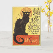 Chat Noir Steinlen Belle Epoque Art Kaart (Gele Bloem)