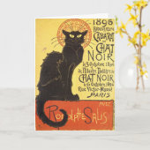 Chat Noir Steinlen Belle Epoque  Art Kaart (Gele Bloem)