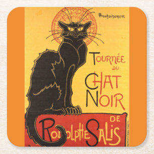 Chat Noir Steinlen Belle Epoque  Art Kartonnen Onderzetters