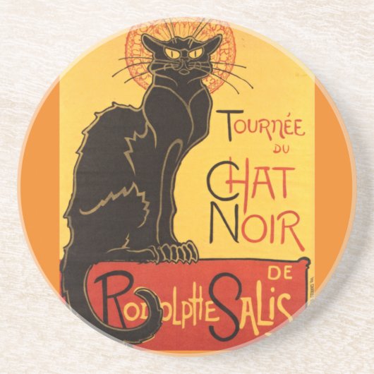 Chat Noir Steinlen Belle Epoque  Art Zandsteen Onderzetter (Voorkant)