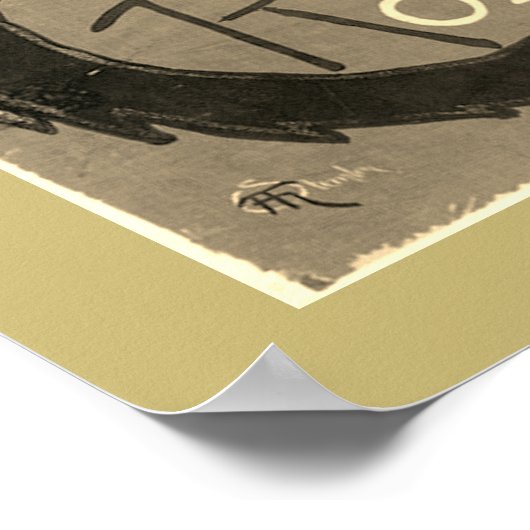 Chat Noir Steinlen Belle Epoque  Sepia Art Poster (Hoek)